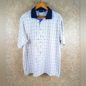 WALTER HAGEN Polyester Polo Lightweight Golf Shirt Men's XL White w/ Stripes